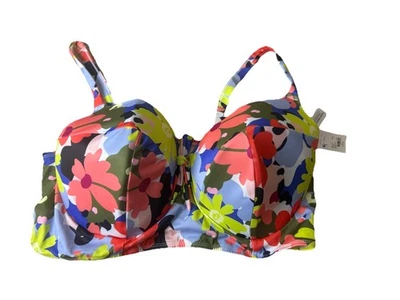 Top Balconette Lane Bryant Cacique Natación Ligeramente Forrado 44G Con Aros Floral NUEVO Foto 1 de 4
