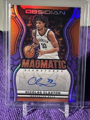 2024-25 Panini Obsidian NICOLAS CLAXTON automático/49 redes magmáticas púrpura naranja Foto 1 de 2