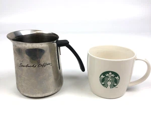 Vintage 2000 Starbucks Barista Edelstahl Aufschäumer & 2013 Starbucks Meerjungfrau Becher - Bild 1 von 12