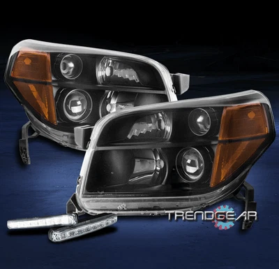 FOR 06 07 08 HONDA PILOT PROJECTOR BLACK HEADLIGHT HEADLAMP W/BUMPER DRL LED SET - Bild 1 von 4