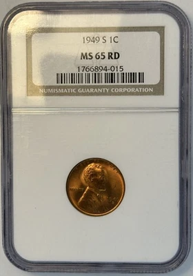 1949 S 1C Lincoln Wheat Cent NGC MS 65 RD (511.015) - Image 1 of 4