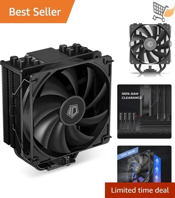 All-Black CPU Cooler Aluminum 4 Heat Pipes 120mm PWM Fan for Intel AMD Desktops - Image 1 of 4