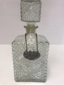 10" Kristallglas Quadrat Schnaps Bourbon Etikett mit Stopfen Diamant Form Design - Bild 1 von 6