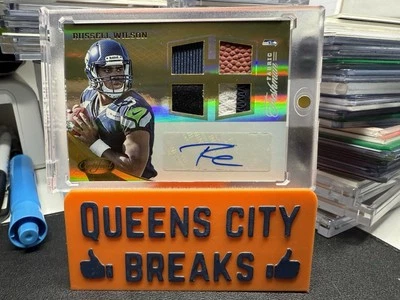 2012 Certified Russell Wilson Rookie RC Quad Jersey Patch Auto Gold RPA /25 - Image 1 of 4