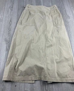 Weiß Hirsch Khaki Rock Größe 12 Reißverschluss Damen Taschen Maxi Baumwolle Y2K - Bild 1 von 9