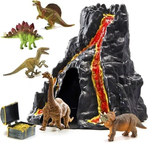 Casa volcán pintada de lava Prextex con puerta oculta y 5 dinosaurios con tesoro - Imagen 1 de 4