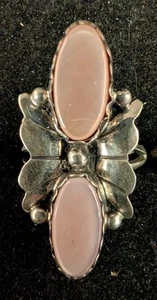 Vintage Navajo Sterlingsilber 2 rosa Perlmutt Muschel mit Seitenblättern Gr. 8 - Bild 1 von 5