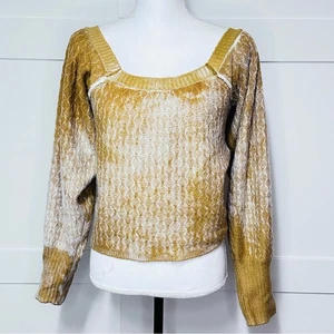 Free People Willow & Root Puff Sleeve Sweater Top Sz L - Picture 1 of 6