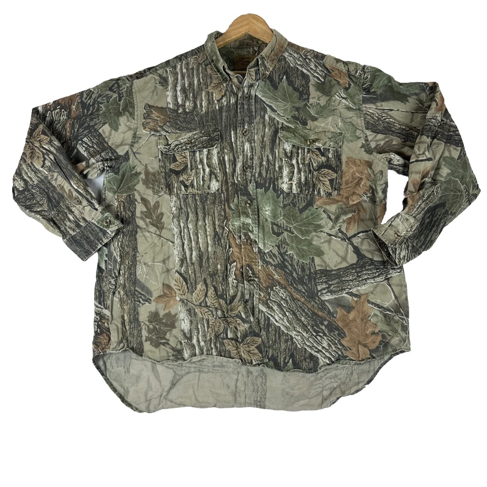 Vintage Duxbak Realtree Camo Hunting Button Up Canvas Shirt Mens XL - Image 1 of 4
