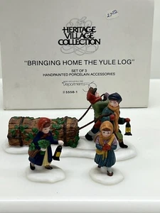 Dept 56 Bringing Home The Yule Log Heritage Village Collection 5558-1 Juego de 3 - Imagen 1 de 8
