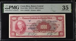 COSTA RICA BANCO CENTRAL, 1970-74 P#226c 1000 Colones. PMG 35 - Picture 1 of 2