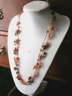LAGENLOOK BOHO CHIC RED/GOLD ETC TONES MOLDED GLASS/ACRYLIC MULTI TIER NECKLACE