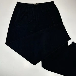 Picadilly Fashions Women Slinky Stretch Pull On Solid Black Straight Leg Pants L - Picture 1 of 9