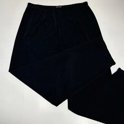 Picadilly Fashions Women Slinky Stretch Pull On Solid Black Straight Leg Pants L - Image 1 of 4