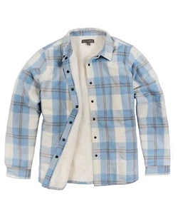 Victory Outfitters Women's Snap Front Sherpa Lined Soft Flannel Shirt Jacket - Picture 1 of 7