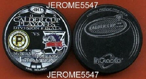 2005 PROVIDENCE BRUINS vs LOWELL LOCK MONSTERS CALDER PLAYOFF PUCK - #GL Cover