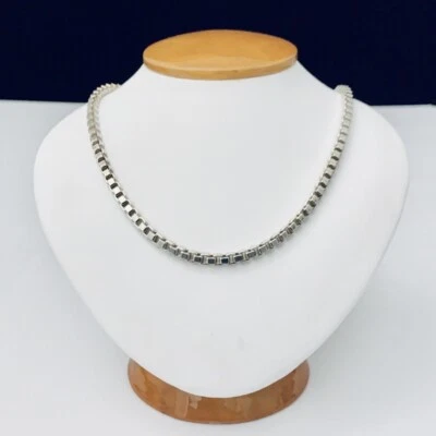 TIFFANY STERLING SILVER 925  UNISEX VENETIAN  BOX LINK NECKLACE 18" - Image 1 of 4
