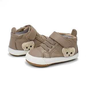 Baby Girl Old Soles Teddy Brown Leather Mid Top Crib Shoes New - Picture 1 of 6