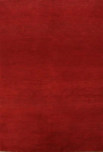 Premium Quality Gabbeh Solid Design Wool Foyer Rug - Timeless Style" Red 4x6 ft - Picture 1 of 18