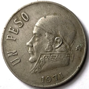 1971 M Mexico 1 Peso Coin w José Maria Teclo Morelos y Pavón & Eagle Snake D133 - Picture 1 of 2