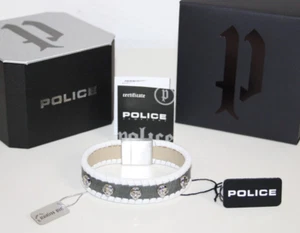 POLICE Armband Spirit Leder Edelstahl anthrazit weiß Totenkopf - Bild 1 von 6