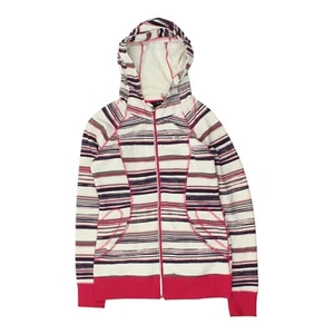 Oakley Womens White Pink Striped Full Zip Hoodie | VTG Designer Sportswear - Picture 1 of 4
