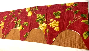 Waverly Mistral Valance Red Country Fruit Grapes Pomegranates Pears Checked 1 - Picture 1 of 10