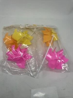 6 Pcs Windmills for Kids Small Pinwheels Mini Cute Rotary Toy Baby Pink Orange - Image 1 of 4