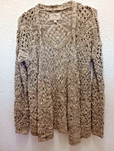 Women's Lucky Brand Cream Chunky Knit Open Front Long Boho Cardigan Sweater S - Bild 1 von 9
