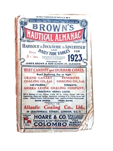 Brown’s Nautical Almanac 1923 Tide Harbour Browns Dock Guide - Picture 1 of 1