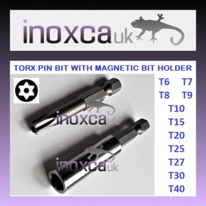 TORX PIN HOLE SCREWDRIVER INSERT BIT 50mm + MAGNETIC HOLDER CR-V 1/4" HEX DRIVE - Picture 1 of 2