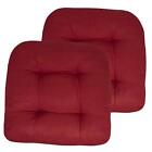  Patio Cushions Outdoor Chair Pads Premium Comfortable Thick Fiber 2 Pack Red