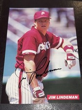 Jim Lindeman Autographed Signed 1991 Team Issued 4x6 Postcard Phillies