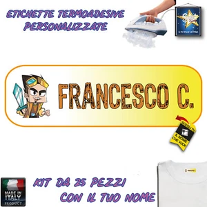 ETICHETTE TERMOADESIVE PERSONALIZZATE 25 PEZZI ASILO SCUOLA NIDO BIMBO BAMBINO - Foto 1 di 1