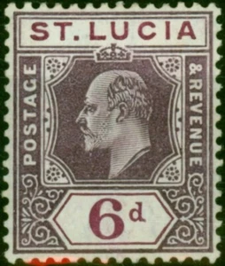 St Lucia 1905 6d Dull Purple & Violet SG72b Chalk Fine MM (4) - Picture 1 of 1