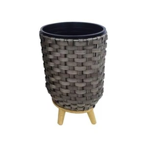 Alpine 13 in. H X 10 in. W X 10 in. D Plastic Wicker Plant Basket Gray - Picture 1 of 1