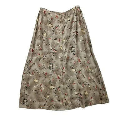 Dressbarn юбка женщин XL бежевый цветочный шелковистый пуговицах спереди макси Cottagecore - Изображение 1 из 4
