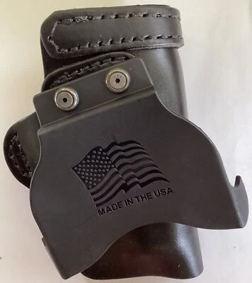 Leather Gun Holster  PADDLE Para P10 Colt Defender Kimber Ultra Black Left  A566 - Image 1 of 2