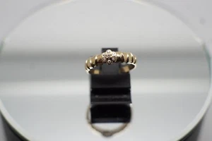 Anillo de mujer, oro amarillo de 14 quilates, 0,04 quilates Brillantes, diamantes, 585, talla 54, np 300€ - Imagen 1 de 3