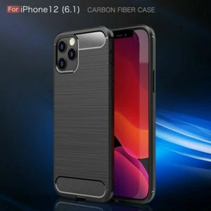 COVER CARBON LOOK PER APPLE IPHONE 12 PRO CUSTODIA SILICONE NERO - Foto 1 di 11