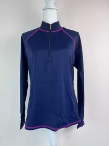 Ambernoon II women's 10 navy pink long sleeve rash guard swim shirt modest - Picture 1 of 5