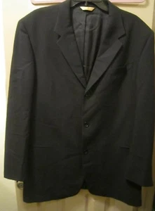 TALLA 44R 3W X 29L MUJER KARAN HOMBRE TRAJE NEGRO A RAYAS, PANTALÓN CON PUÑOS PLISADOS, GUC - Imagen 1 de 11
