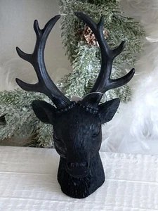 Hirsch Hirschkopf Rentier Rentierkopf Kopf Büste Figur Skulptur Schwarz - Bild 1 von 2