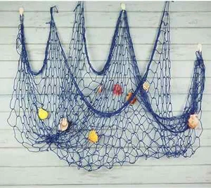 Bilipala Mediterranean Fishing Net Decoration, Fish Netting with Seashell Decor, - Picture 1 of 2