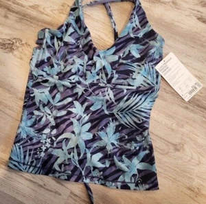 NWT Blue Athleta Triangle Tankini Swim Top D-DD Small back tie adjustable $54 - Picture 1 of 5