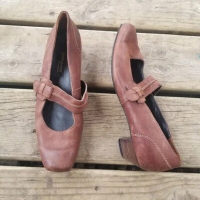 Tacones Mary Jane vintage años 90 y2k Paul verde marrón gamuza nobuck cuero punta cuadrada Foto 1 de 4