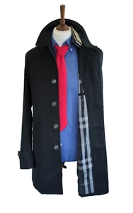 BNWT Burberry Roeford Cotton Black Car Coat IT 48 R UK 38" Chest Small S -Defect - Picture 1 of 16