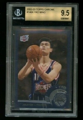 2002 Topps Chrome Yao Ming #146A RC ROOKIE BGS 9.5 GEM MINT HOF Rockets  - Image 1 of 2