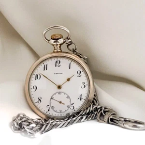 Zenith CHRONOMETER Antique Swiss Art Deco Silver Pocket Watch GRAND PRIX PARIS - Picture 1 of 13