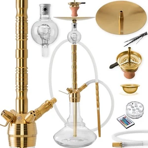 DILAW® Shisha Set Edelstahl GOLD V2A 93cm Hookah Wasserpfeife Molassefänger